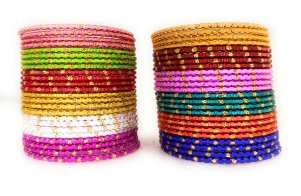 SBS Multicolor Zari Dots Metal Bangles set of 12 color / 48 bangles for girl child - Image 3