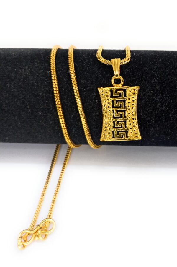 Shakya , Micro Gold Plated Rectangle Shape Pendant and Chain for Women and Girls