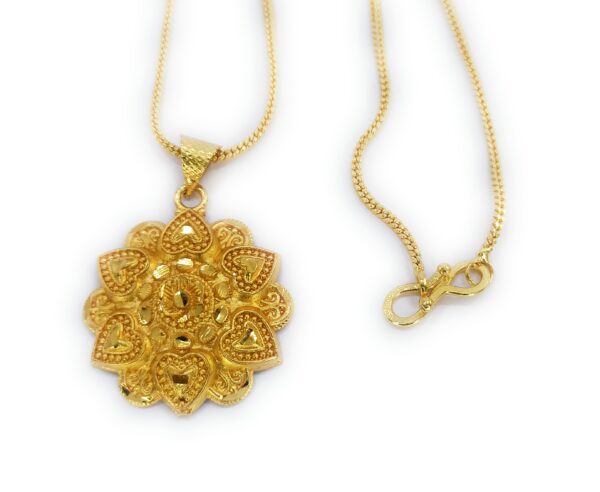 Shakya, Micro Gold Plated Round Shape Pendant and long chain set for Women and Girls - Image 2