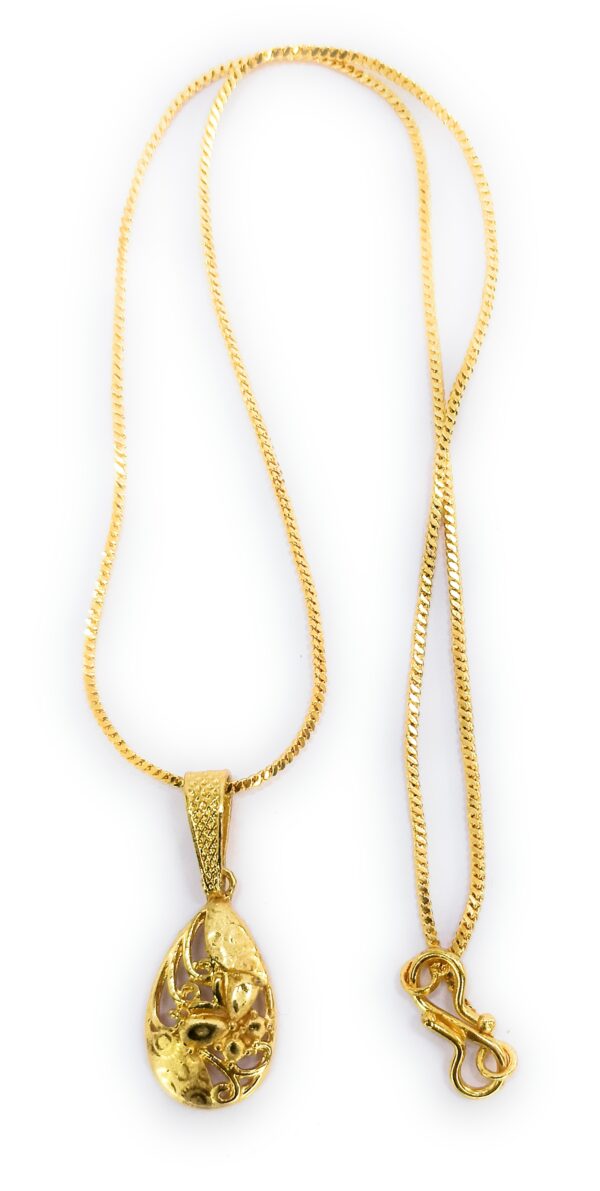 Shakya, Micro Gold Plated Drop Shape Pendant & Short Chain set for Women and Girls - Image 2