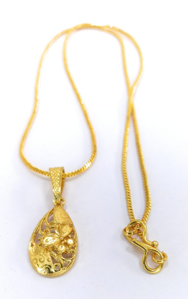 Shakya, Micro Gold Plated Drop Shape Pendant & Short Chain set for Women and Girls - Image 4