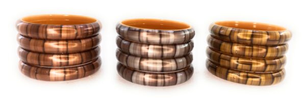 Shakya, Wooden Pattern, Three Colors( Grey,Copper,Golden) Kada Bangles set of 12 for Girl Child - Image 2