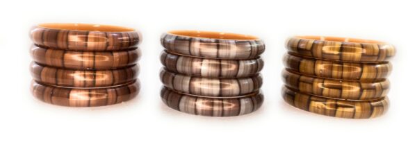 Shakya, Wooden Pattern, Three Colors( Grey,Copper,Golden) Kada Bangles set of 12 for Girl Child - Image 3