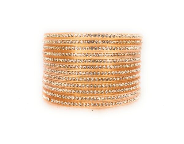 Shakya ,Golden Color, Zircon Stone Studded, Seep Plastic Bangles set of 12 for Women and Girls - Image 3