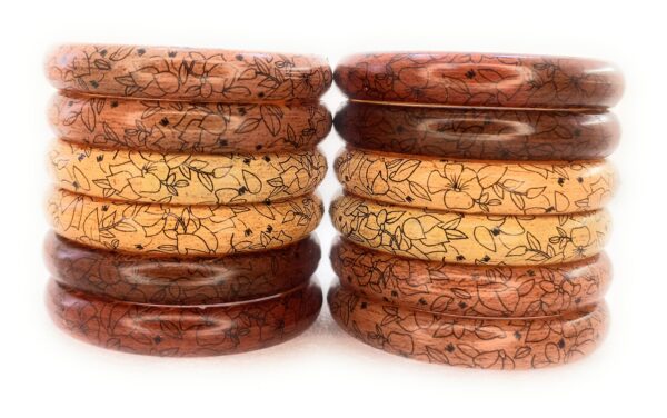 Shakya, Wooden Colors Bail Pattern Plastic Kada Bangles set of 12 bangles for Baby Girl Child - Image 2