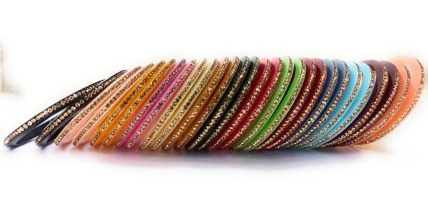 Shakya, Multicolor(14 color/28 bangles) Seep Plastic,Zircon Stone Studded Bangles set for Women and Girls - Image 4