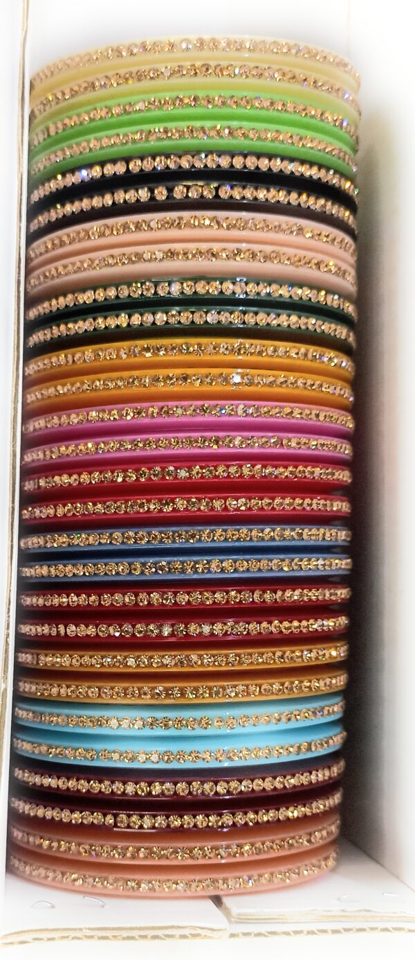 Shakya, Multicolor(14 color/28 bangles) Seep Plastic,Zircon Stone Studded Bangles set for Women and Girls - Image 6