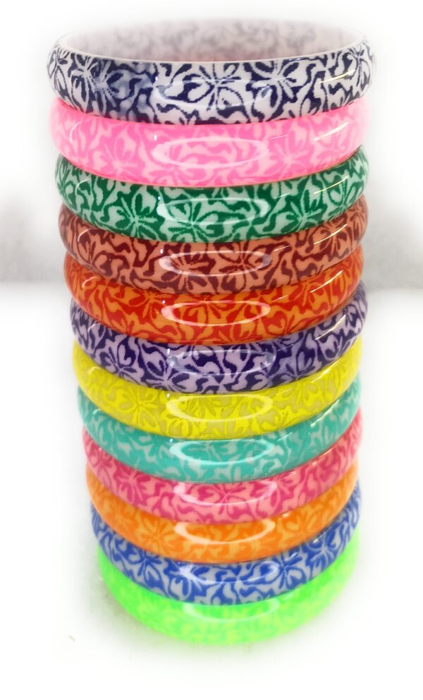 Flower Print,Vibrant Color,10mm Wide Kada Bangles for Girl Child